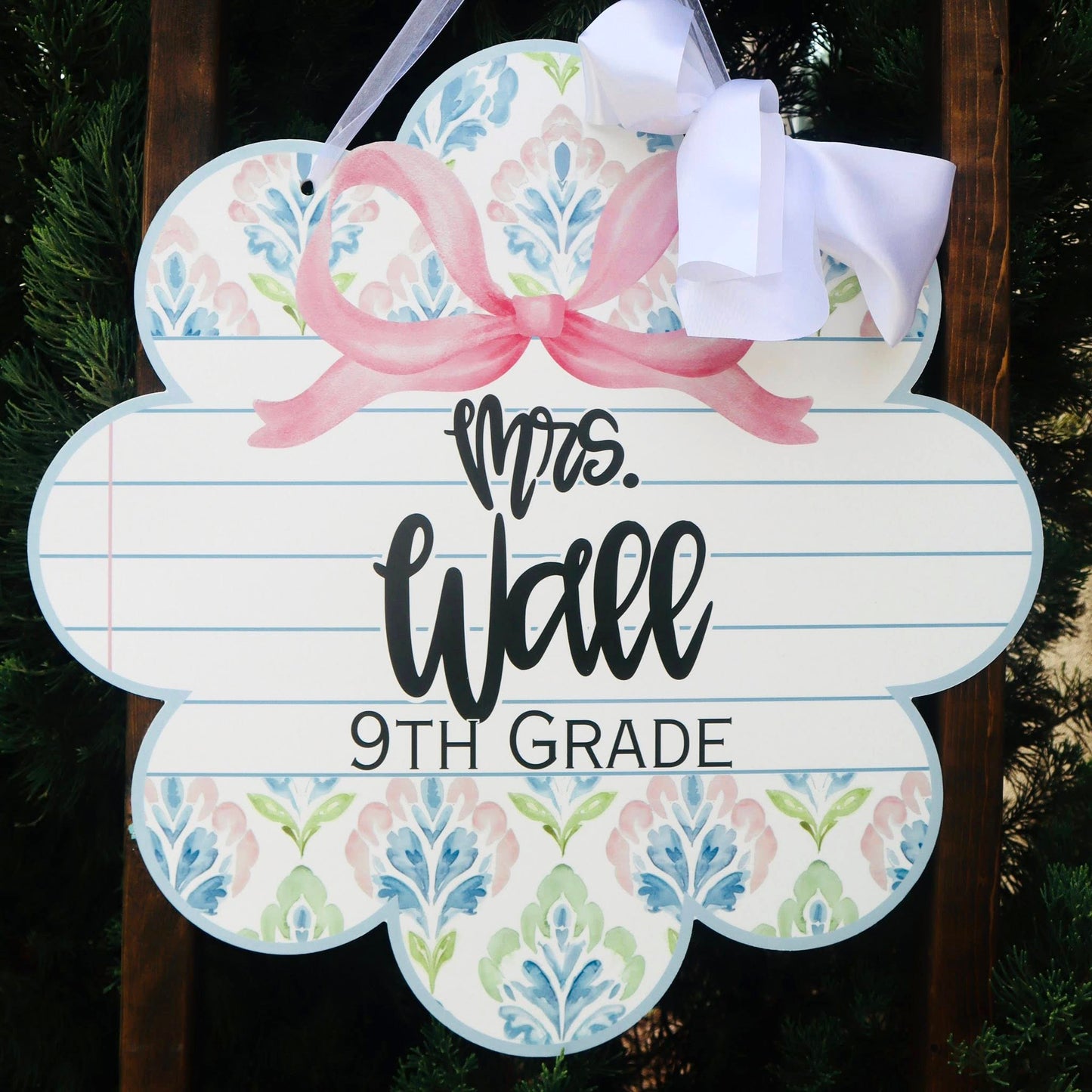Personalized Teacher Door Hanger | Back to School Classroom Decor | Custom Teacher Sign | Gift for Teachers | Grandmillennial Preppy