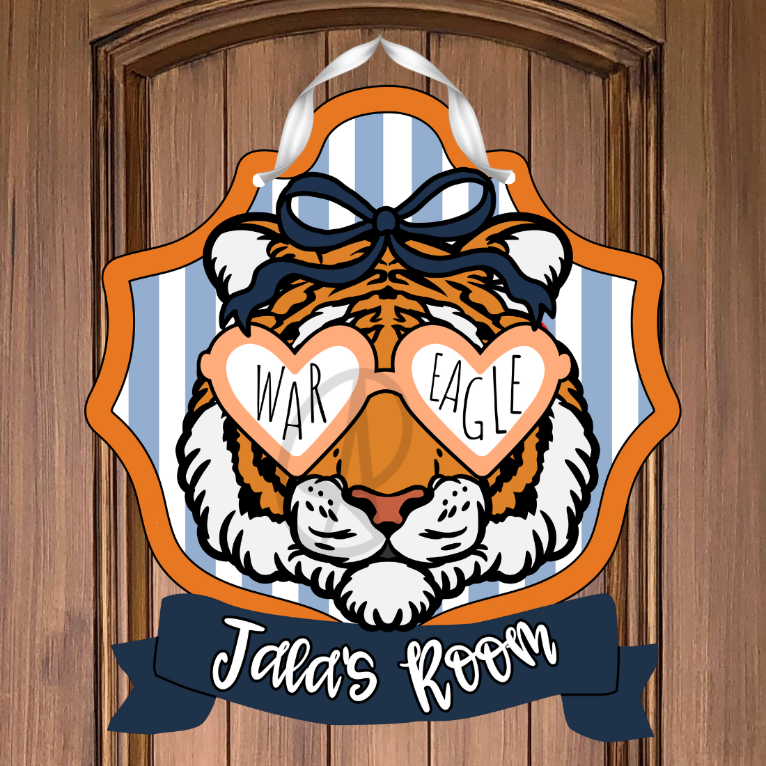 Orange Blue Tigers Custom College Dorm Room Preppy Coquette Door Hanger- PREORDER