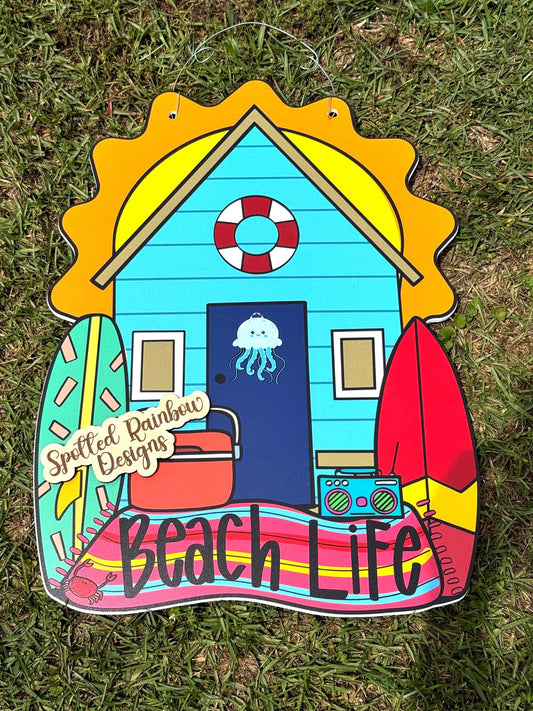 READY TO SHIP Beach Life Beach House Summer Door Hanger (pvc)