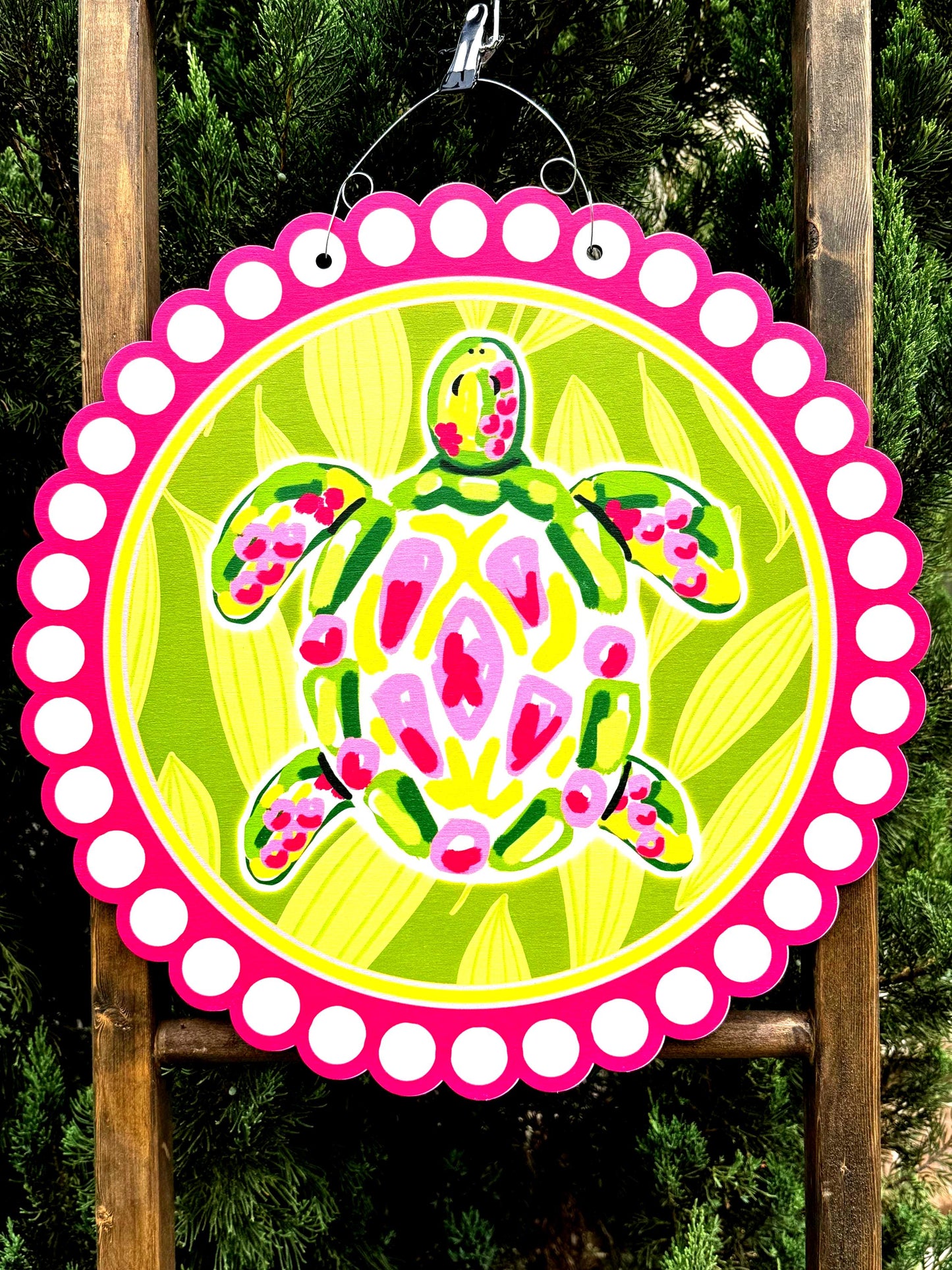 READY TO SHIP Preppy Sea Turtle Beach  Summer Door Hanger (pvc)