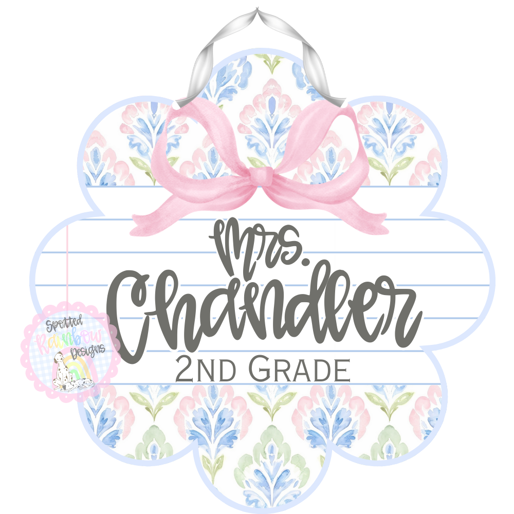 Personalized Teacher Door Hanger | Back to School Classroom Decor | Custom Teacher Sign | Gift for Teachers | Grandmillennial Preppy