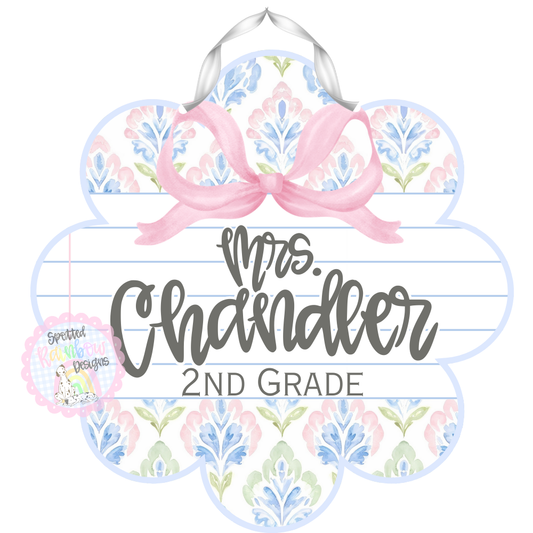 Personalized Teacher Door Hanger | Back to School Classroom Decor | Custom Teacher Sign | Gift for Teachers | Grandmillennial Preppy