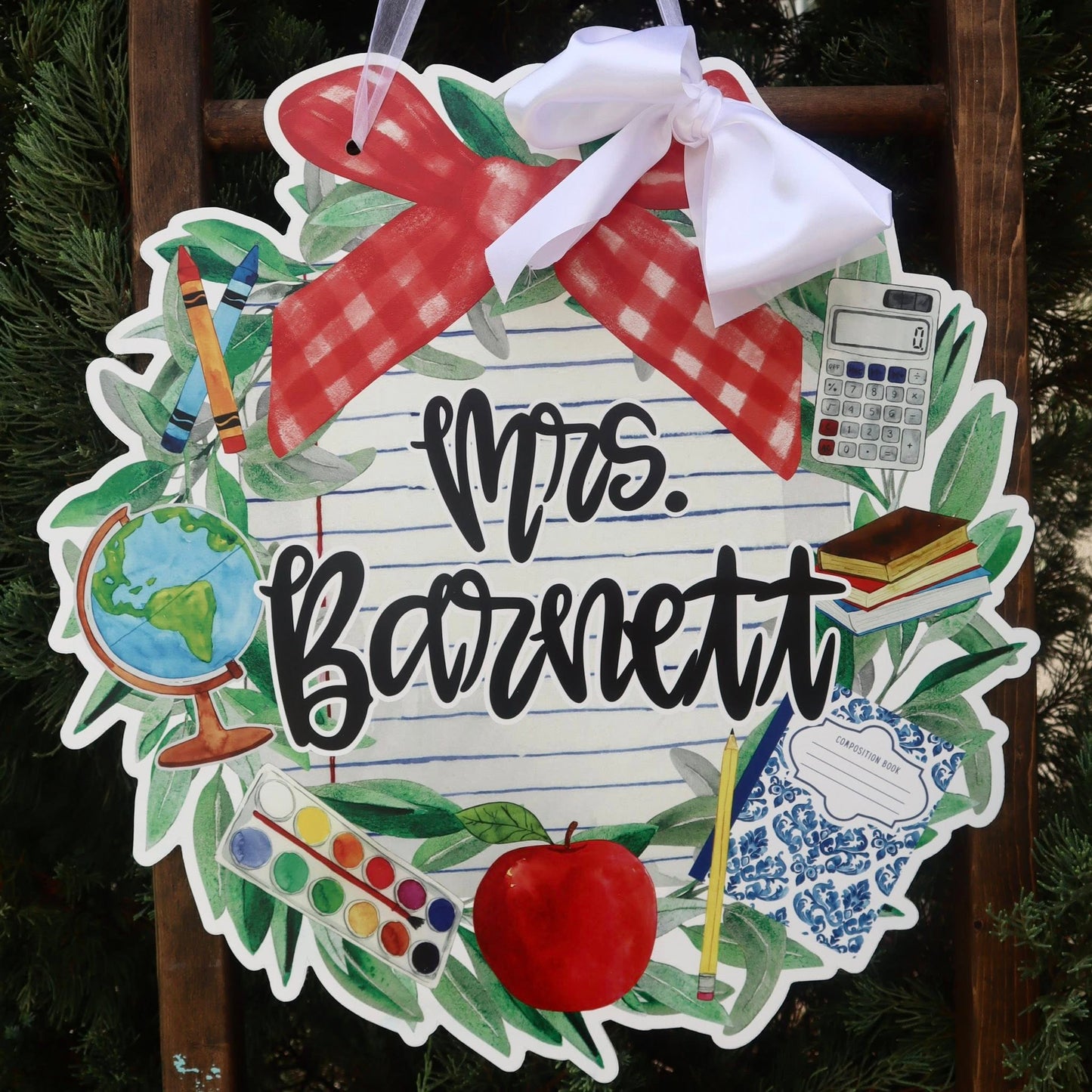 Personalized Teacher Door Hanger | Back to School Classroom Decor | Custom Teacher Sign | Gift for Teachers | Grandmillennial Teacher