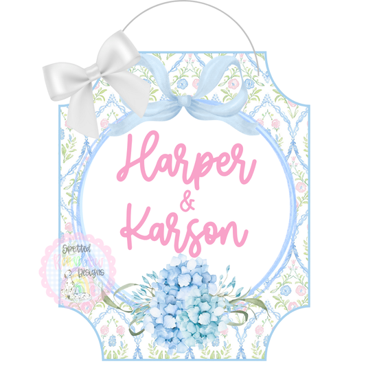 Personalized College Dorm Door Sign | Roommate Name Sign | Custom Floral Dorm Decor | College Door Hanger | Preppy Coquette | Sorority Gift (Copy)