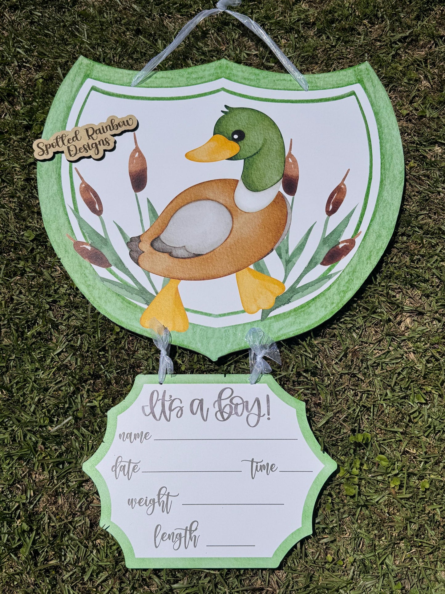 READY TO SHIP It's a Boy Mallard Duck Boy Nursery Welcome Baby Shower Gift Door Hanger