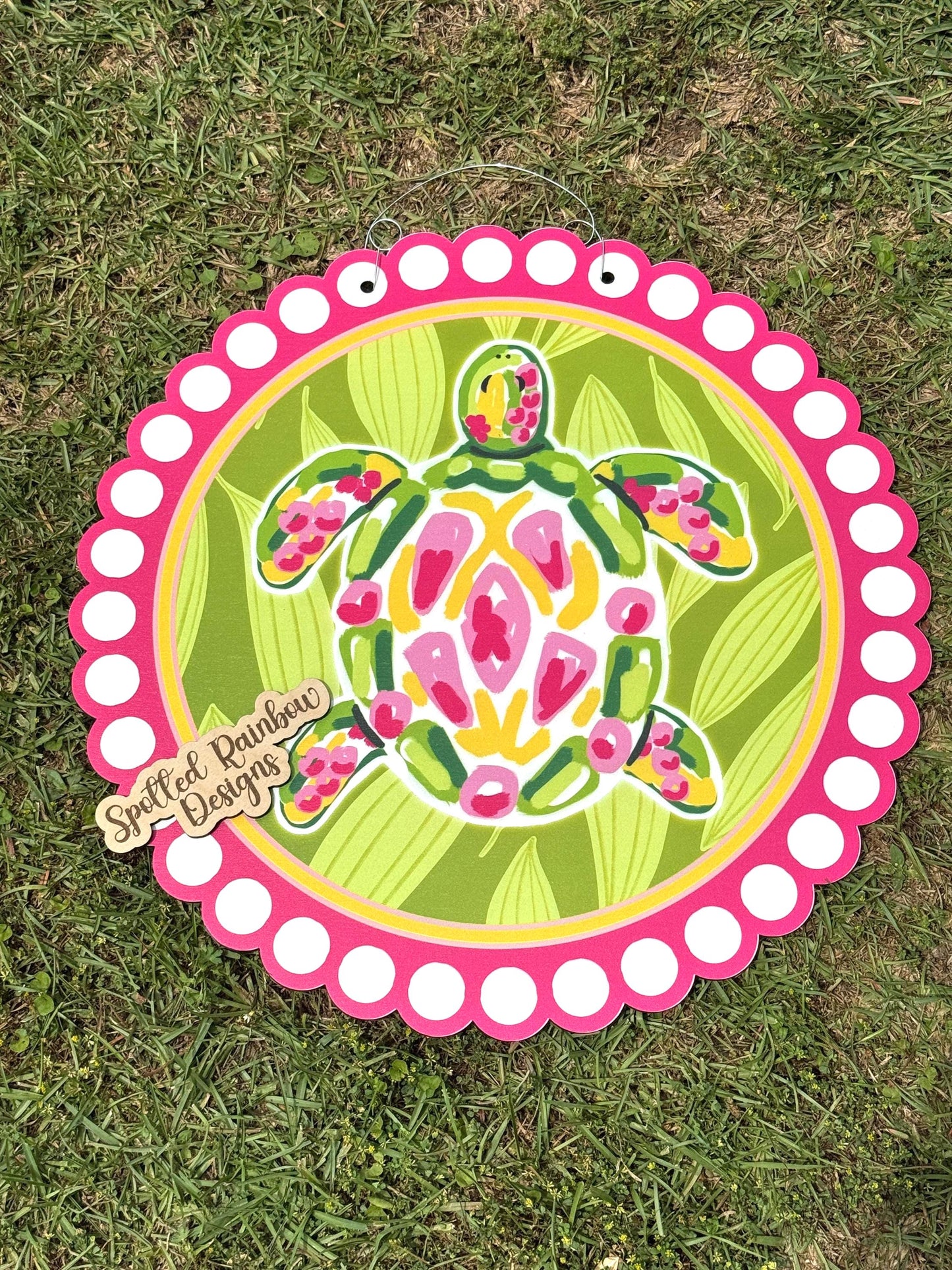 READY TO SHIP Preppy Sea Turtle Beach House Summer Door Hanger (Wooden)