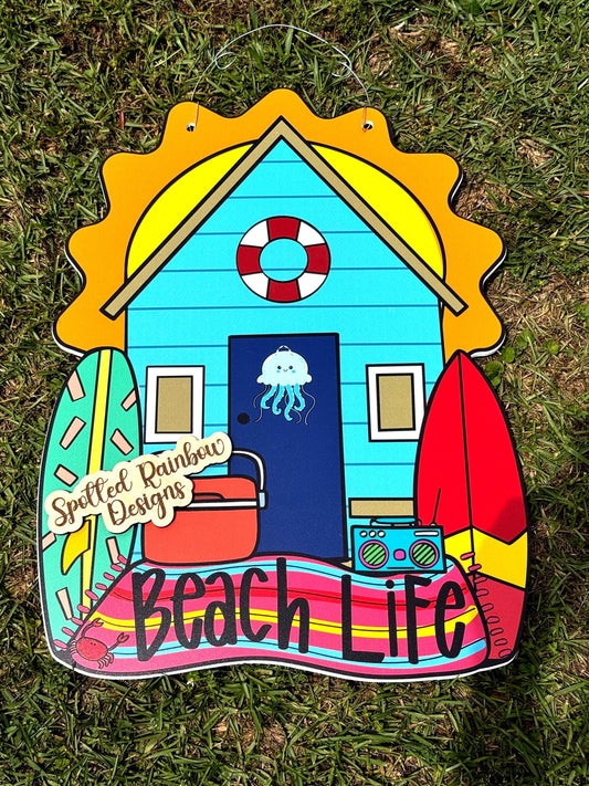 READY TO SHIP Beach Life Beach House Summer Door Hanger (Wooden)