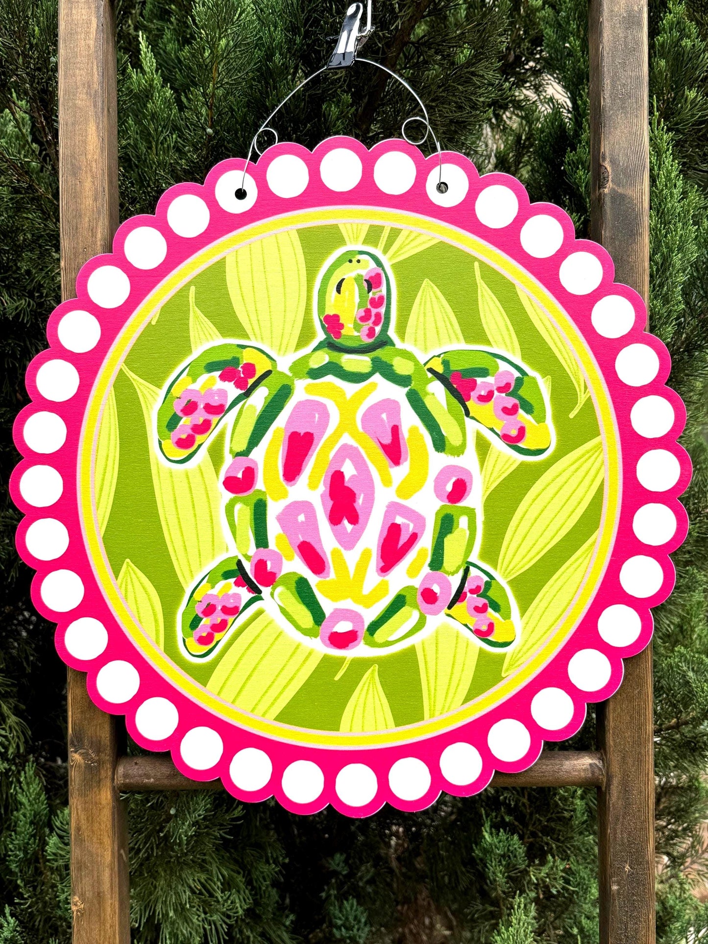 READY TO SHIP Preppy Sea Turtle Beach House Summer Door Hanger (Wooden)