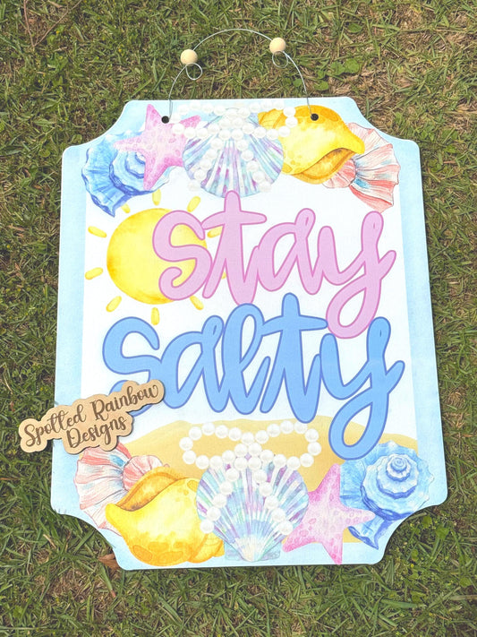READY TO SHIP Stay Salty Shells Beach House Summer Door Hanger (Wooden)