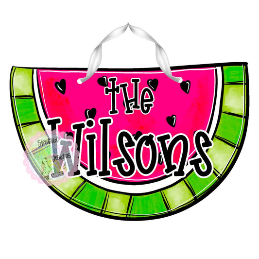 Watermelon Family Door Hanger | Personalized Summer Door Sign | Cute Front Porch Decor
