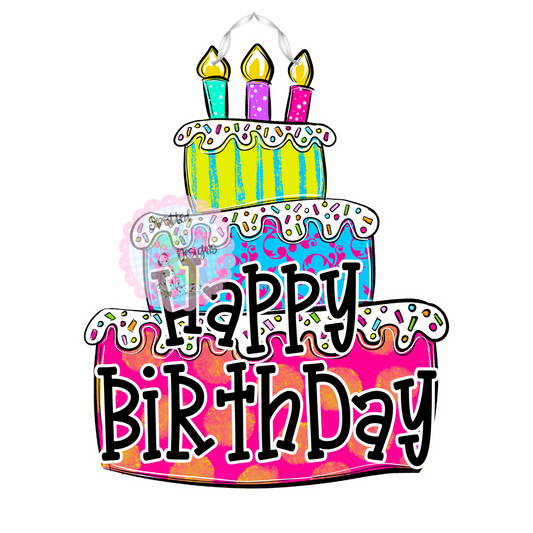 Happy Birthday Cake Door Sign Party Decor