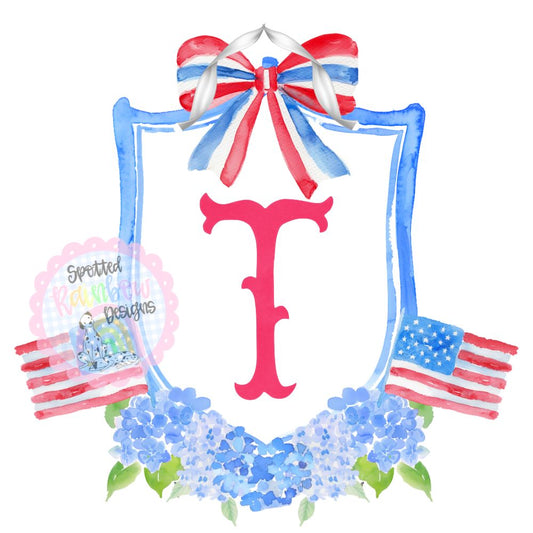 Patriotic Hydrangea Crest Door Hanger