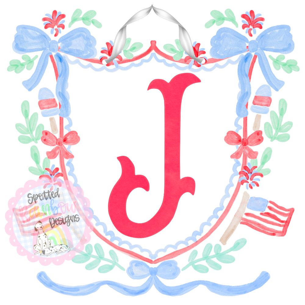 Initial Patriotic Crest Door Hanger