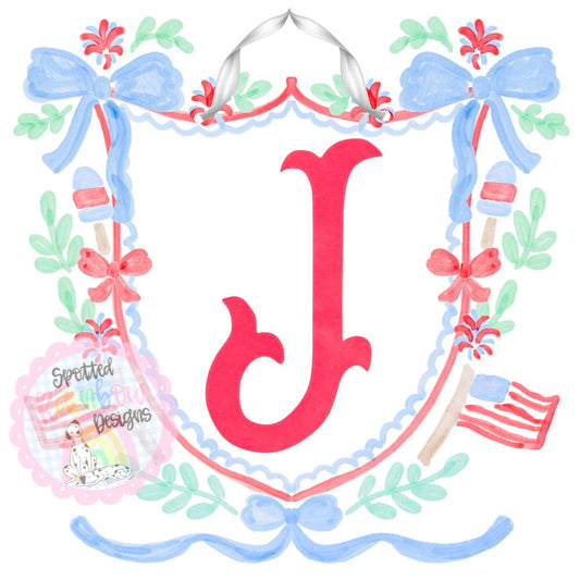 Initial Patriotic Crest Door Hanger