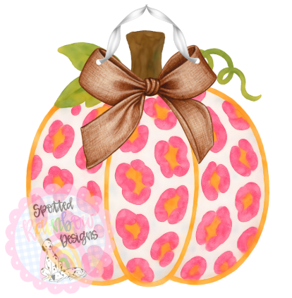 Leopard Print Pumpkin Fall Door Hanger