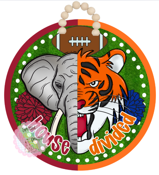 Alabama Auburn House Divided Football Door Hanger | Game Day Decor (Copy)