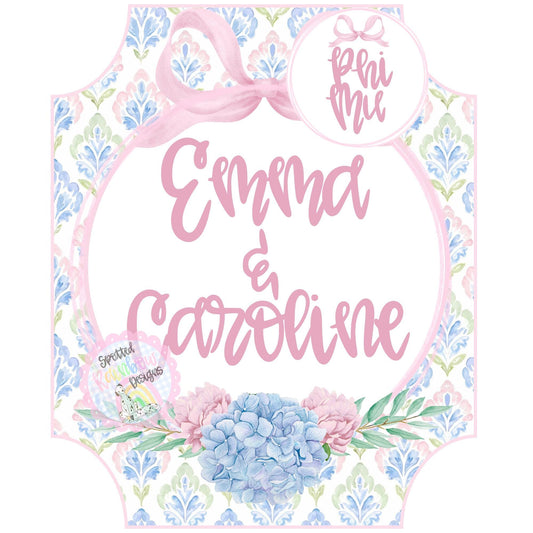 Personalized College Dorm Door Sign | Roommate Name Sign | Custom Floral Dorm Decor | College Door Hanger | Preppy Coquette | Sorority Gift